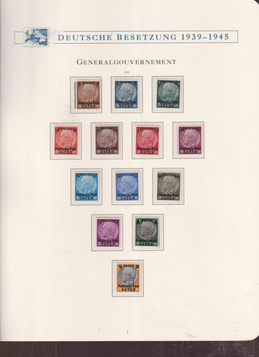 Generalgouvernement 1939/1945 - Mængder, inklusive service og Z-problemer. - Michel: 1/125,D1/36,Z1/4