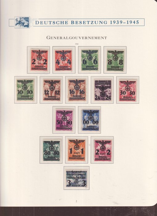 Generalgouvernement 1939/1945 - Mængder, inklusive service og Z-problemer. - Michel: 1/125,D1/36,Z1/4