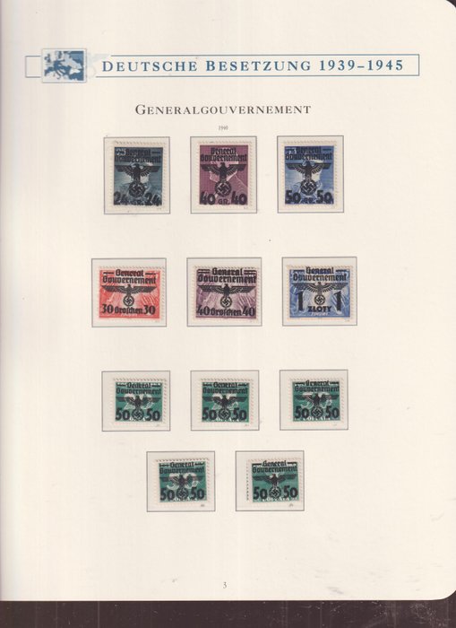 Generalgouvernement 1939/1945 - Mængder, inklusive service og Z-problemer. - Michel: 1/125,D1/36,Z1/4