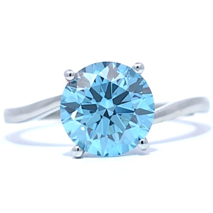 Ring Platin -  220ct tw Blå Diamant (Laboratoriedyrket diamant i fancy farver) - Fancy Vivid Blue VS1