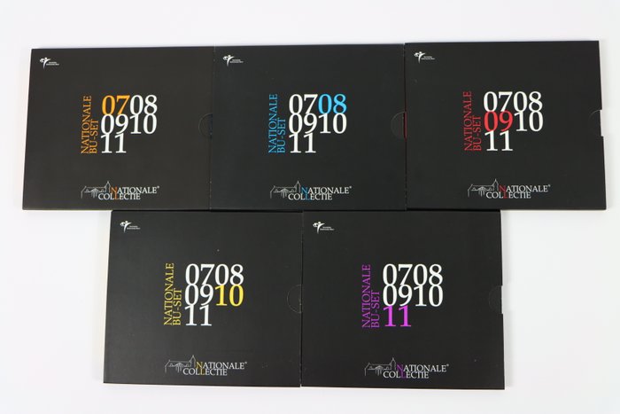 Holland. Year Set (BU) 2007/2011 (5 sets)  (Ingen mindstepris)