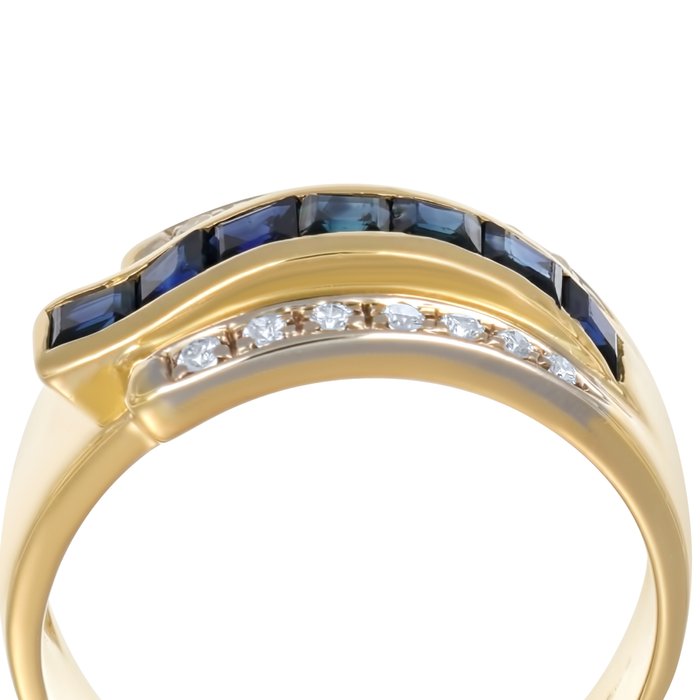 Ring - 18 kraat Gulguld, Hvidguld -  0.64ct. tw. Safir - Diamant