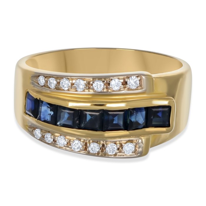 Ring - 18 kraat Gulguld, Hvidguld -  0.64ct. tw. Safir - Diamant