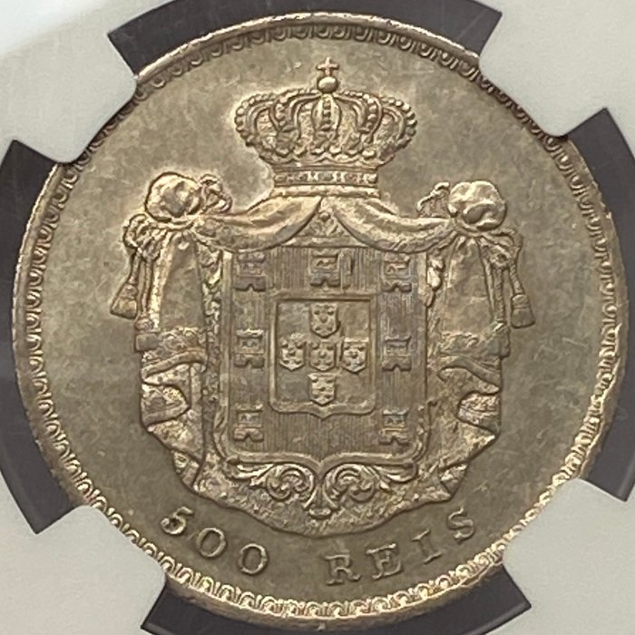 Portugal. D. Pedro V (1853-1861). 500 Reis 1856 MS61