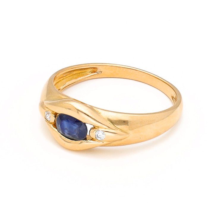 Ingen mindstepris - Ring - 18 kraat Gulguld Diamant (Natur)  - Safir