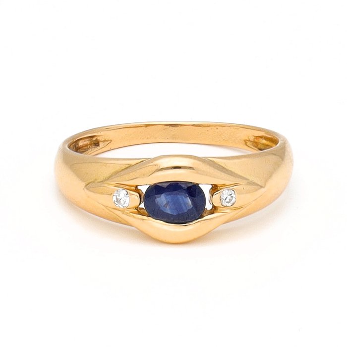 Ingen mindstepris - Ring - 18 kraat Gulguld Diamant (Natur)  - Safir