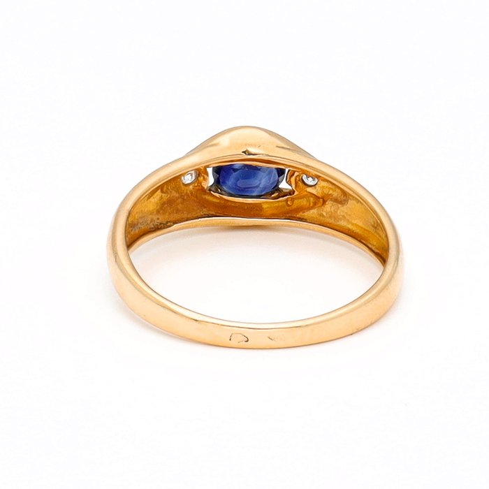 Ingen mindstepris - Ring - 18 kraat Gulguld Diamant (Natur)  - Safir