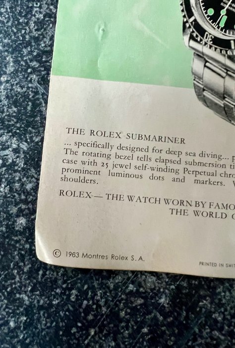 Rolex - Submariner - Reference 5513 - 1963  - Brochure