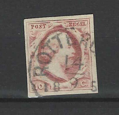 Holland 1852 - Dronning Vilhelm III - NVPH 1/3 met Halfrond Rotterdam-C