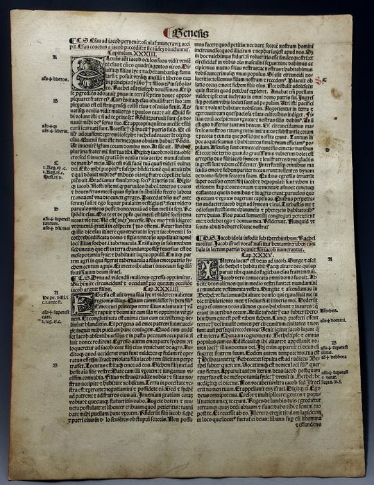 Medieval paper Rare  Interesting Bible Page printed in - 1492