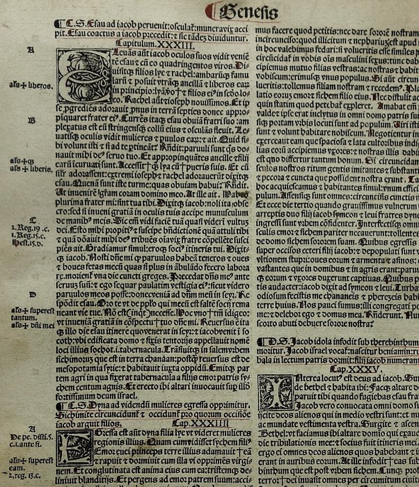 Medieval paper Rare  Interesting Bible Page printed in - 1492