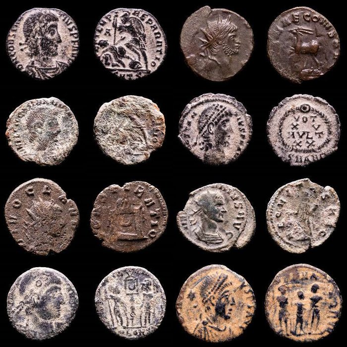 Romarriket. Lot comprising eight (8) coins: III-IV centuries AD.. Antoninianus, Follis, Maiorinas. Constantius II (3), Constantius Gallus, Gallienus, Claudius II (2)  (Arcadius)  (Ingen mindstepris)