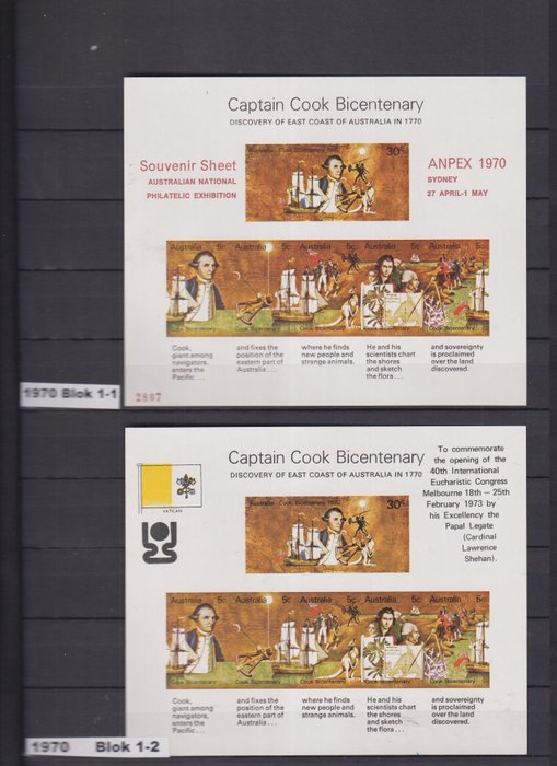Australien 1970/2015 - Samling af blokke med tryk i Importa lagerbog
