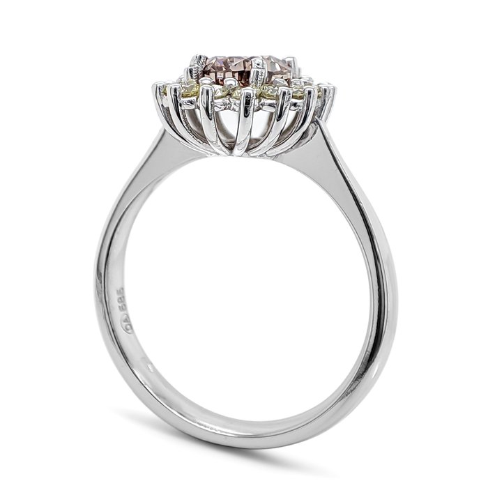 Ring - 14 karat Hvidguld -  1.47ct. tw. Brun Diamant (Naturfarvet) - Diamant