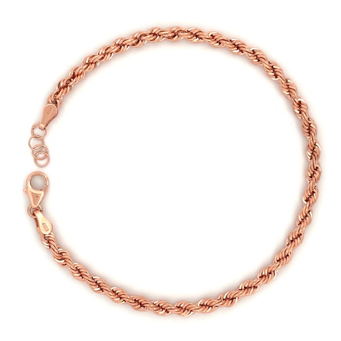 Handmade - Armbånd - pink gold rope chain 3,1 grams - 18 kraat Rosaguld