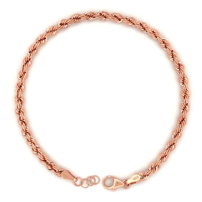 Handmade - Armbånd - pink gold rope chain 3,1 grams - 18 kraat Rosaguld