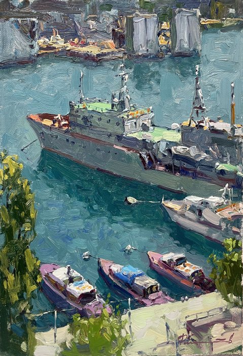 Sergei Flitov (1964) - Mer et Soleil - Port au Petit Matin