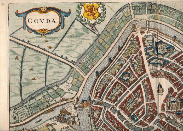 Holland - Gouda; Braun  Hogenberg / Janssonius - GOVDA. - 1657