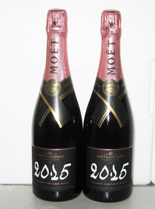 2015 Moët  Chandon, Grand Vintage, Rosé - Champagne Extra Brut - 2 Flasker (0,75 L)