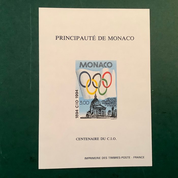 Monaco 1994 - Uperforeret specialblok for 100 år af den olympiske komité - Yvert bloc speciale 24a