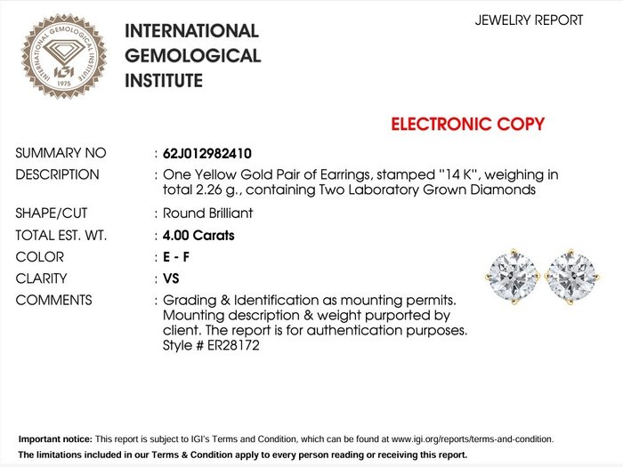 Øreringe - 14 karat Gulguld -  4.00ct. tw.