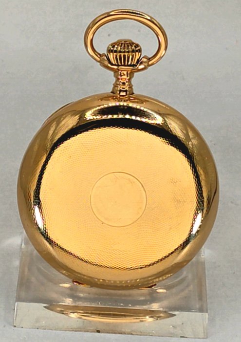 JM Schweiz - 14K Gold Savonette - digitale Kalenderkomplikation in Englisch - Mondphase - Schweiz omkring 1900