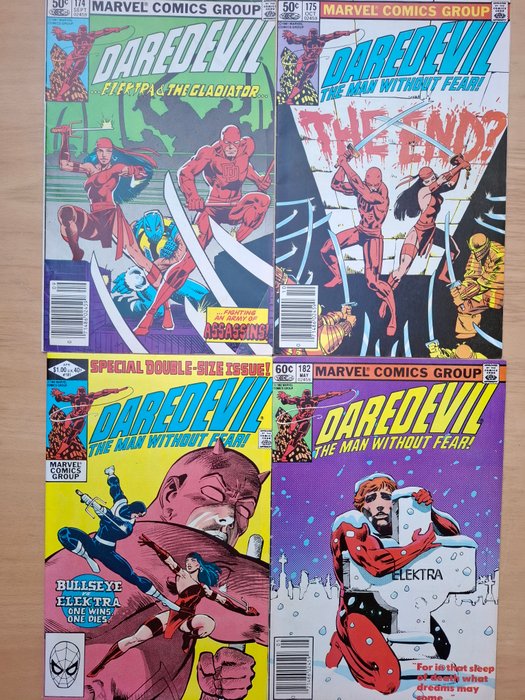 Daredevil #174-175-181-182 - Death Elektra! - 4 Comic - Første udgave - 1981