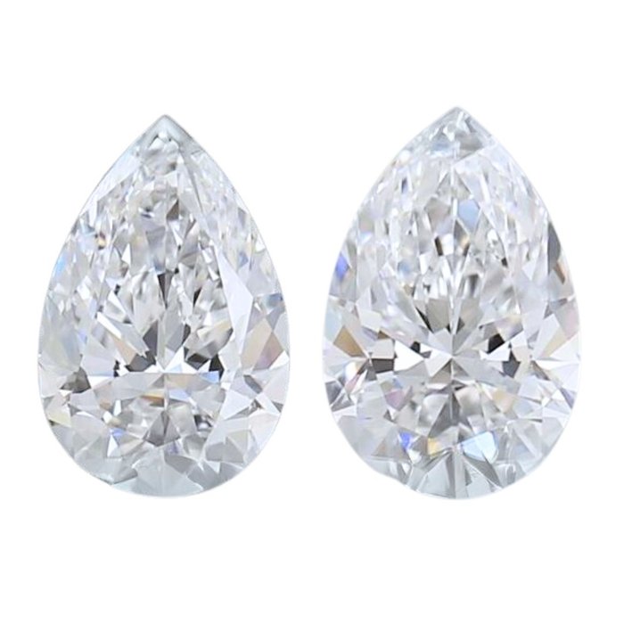 2 pcs Diamant  (Natur)  - 100 ct - Pære - D (farveløs) - IF VVS2 - Gemological Institute of America (GIA)