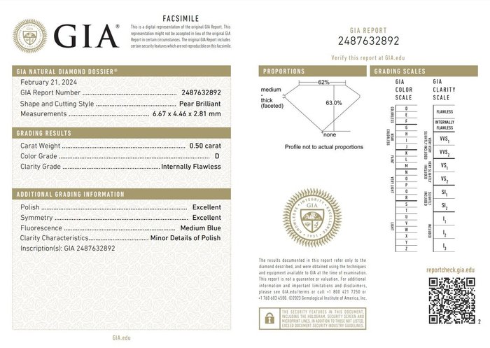 2 pcs Diamant  (Natur)  - 100 ct - Pære - D (farveløs) - IF VVS2 - Gemological Institute of America (GIA)