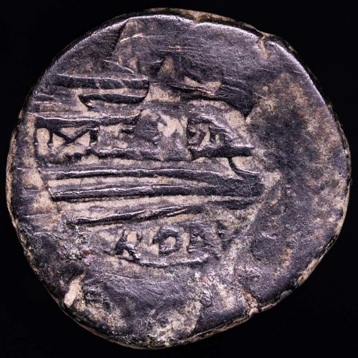 Romerska republiken. anonymous. Semis Hispania mint. II-I century B.C.  Prow of galley to right, ROMA.  (Ingen mindstepris)