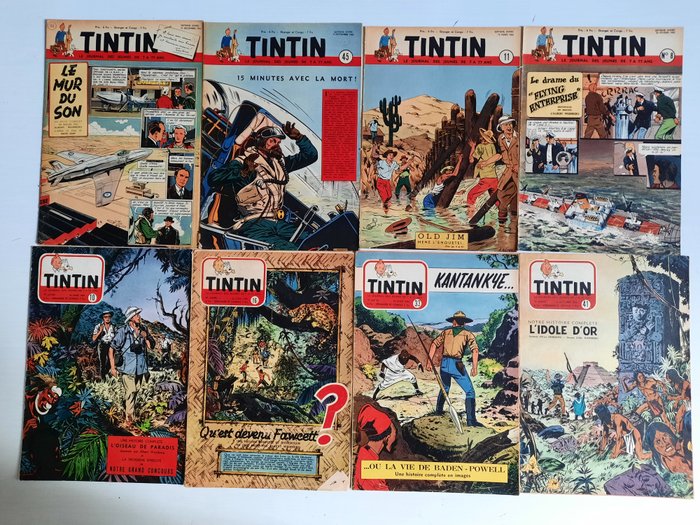 Tintin (magazine) - 37 Udgaver med omslag af Albert Weinberg - Første belgiske udgave - 1952/1971