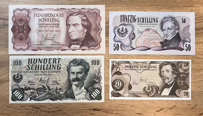 Østrig - 4 banknotes - various dates  (Ingen mindstepris)