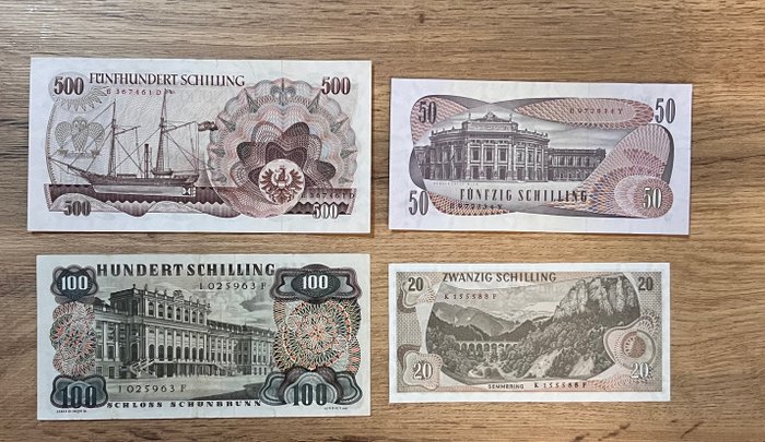 Østrig - 4 banknotes - various dates  (Ingen mindstepris)