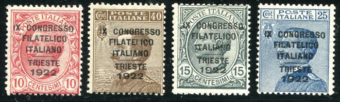 Italien 1922 - Congresso Filatelico Italiano, Trieste - Sassone 123-26