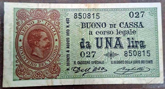 Italien. - 1 Lira 1893 - Gigante BS 1A