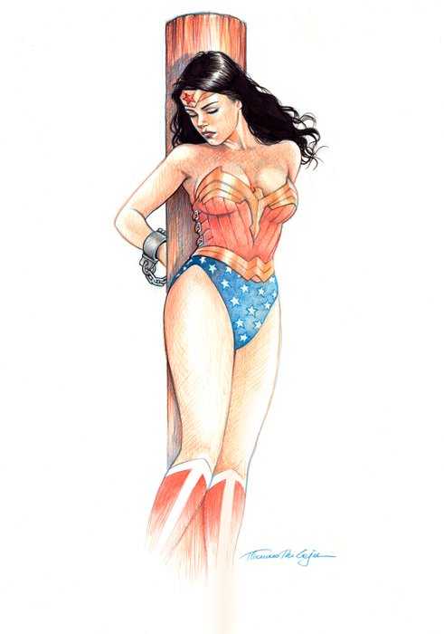 Du Caju Thomas - 1 Original colour drawing - Wonder Woman