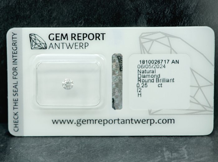 Ingen mindstepris - 1 pcs Diamant  (Natur)  - 0.25 ct - H - I2 - Gem Report Antwerp (GRA)