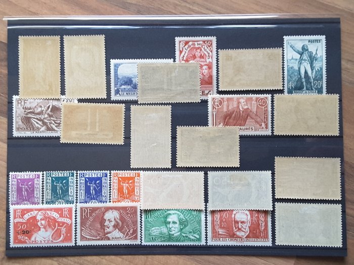 Frankrig 1936 - 1 helt år med nuværende frimærker inklusive 100. luftpassage af det sydlige Atlanterhav 10 f. Grøn - Yvert 309 à 333 dont 321, mais sans les timbres non émis