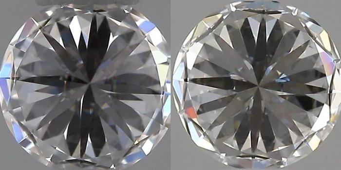 2 pcs Diamant  (Natur)  - 060 ct - Rund - D (farveløs) - VVS2 - Gemological Institute of America (GIA) - *3EX* *Matchende par*