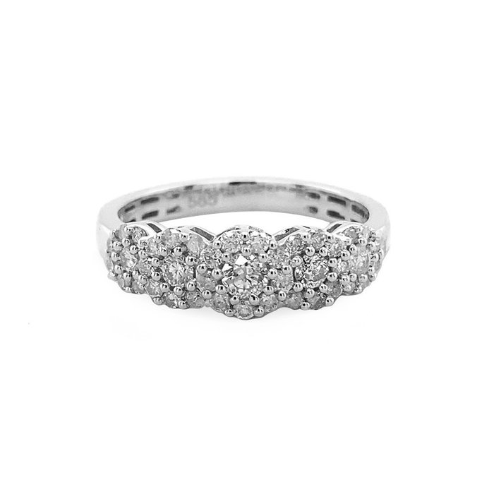 Ring - 14 karat Hvidguld -  0.57ct. tw. Diamant (Natur)