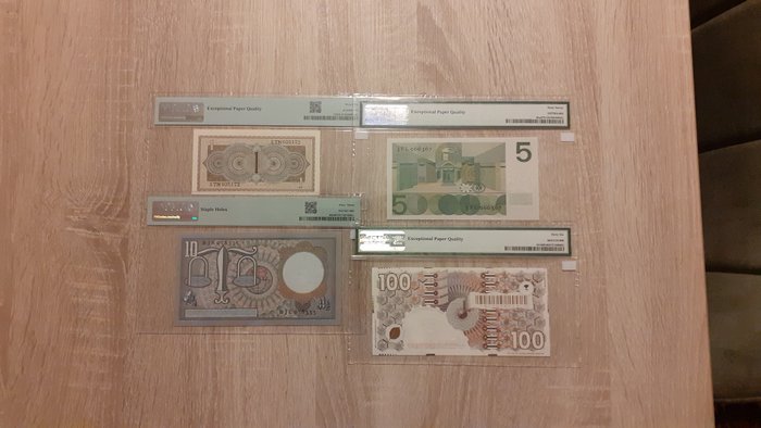 Holland. - 4 banknotes - all graded - various dates  (Ingen mindstepris)