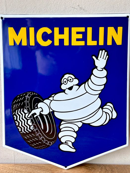 No reserve- Groot Emaille reclamebord Michelin - Emaljeskilt - Metal