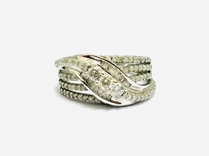 Ring - 14 karat Hvidguld -  1.45ct. tw. Diamant (Natur)  - Fremstillet i Italien