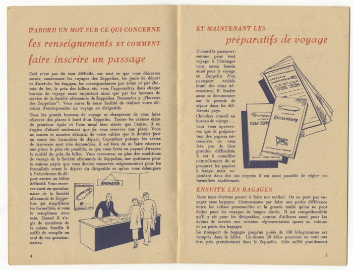 Tyske Kejserrige 1936 - Tysk Zeppelin-rederi - fransk version af "Airship travel made easy"