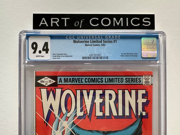 Wolverine #1 - Frank Miller's Famous 1st Limited Series - 1st Solo Wolverine Comic - Yukio Cameo On Last Page - CGC Graded 9.4 - Very High Grade!! _ White Pages! - 1 Graded comic - Første udgave - 1982