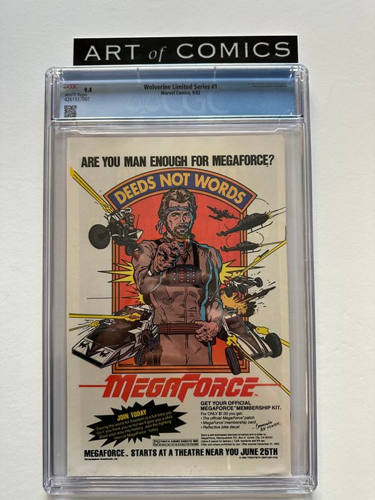 Wolverine #1 - Frank Miller's Famous 1st Limited Series - 1st Solo Wolverine Comic - Yukio Cameo On Last Page - CGC Graded 9.4 - Very High Grade!! _ White Pages! - 1 Graded comic - Første udgave - 1982