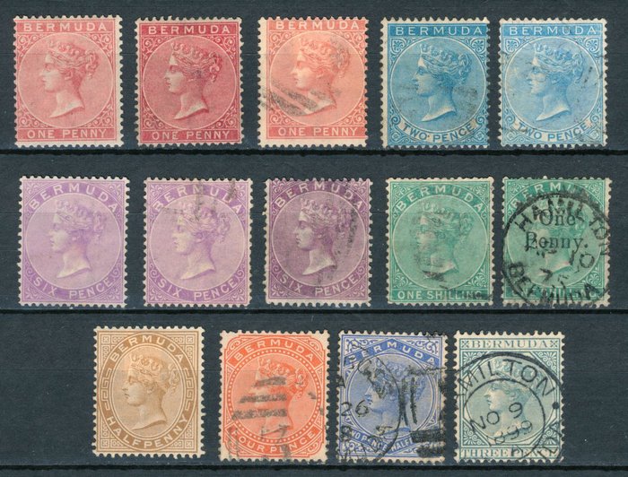 Det Britiske Statssamfund 1865/1886 - British Commonwealth Bermuda 1865-1886 gode klassiske værdier - Katalogwert mind.820€,laut Online Katalog von StampWorld