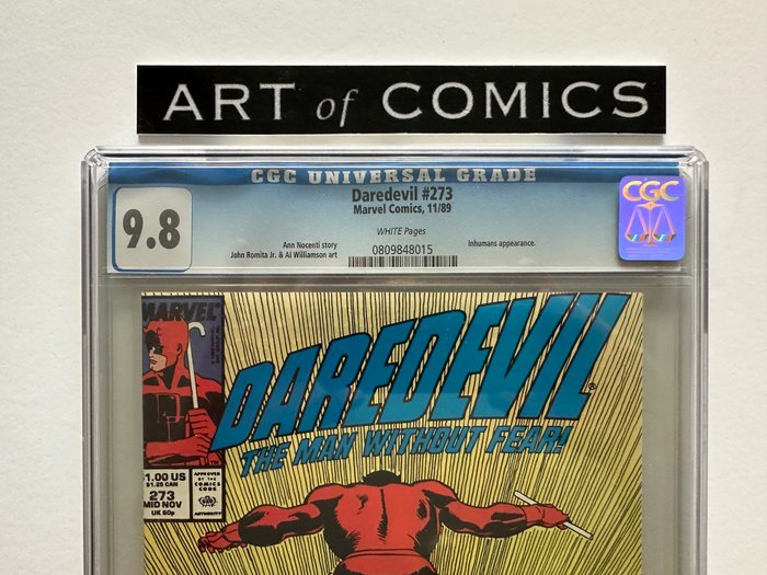 Daredevil #273 - Inhumans Appearance - CGC Graded 9.8 - Extremely High Grade!! - White Pages!! - 1 Graded comic - Første udgave - 1989