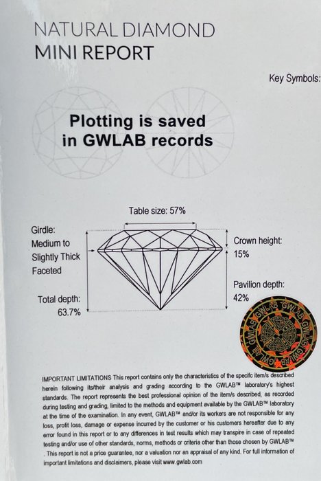 Ingen mindstepris - 1 pcs Diamant  (Natur)  - 1.05 ct - Rund - J - SI3 - Gemewizard Gemological Laboratory (GWLab)