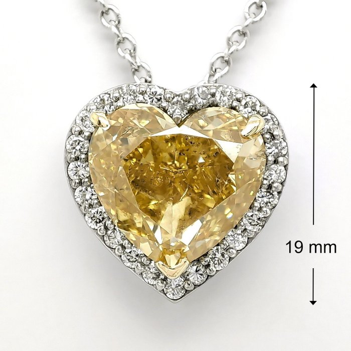 Vedhæng - 14 karat Hvidguld -  426ct tw Gul Diamant (Naturfarvet) - Diamant - *GRATIS FRAGT*